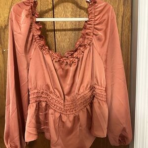 Eloquii Terracotta Smocked Blouse